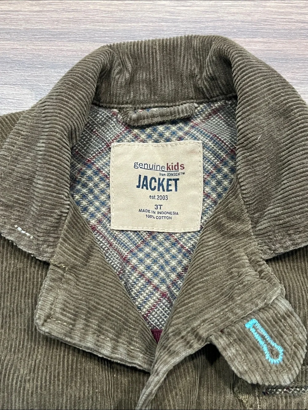 Genuine Kids from Oshkosh Blazer Plaid Patch Pockets in Brown Size 3T